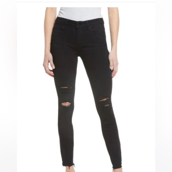Paige Verdugo Ankle Black Jeans Distressed Women’s Size 27 Ripped Knees Skinny - Picture 1 of 17